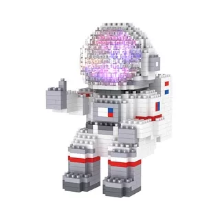 1 Set Building Block Glowing Effect Intellectual Development Exquisite Astronaut Building Bricks Model Toy for Children Gift