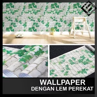 BAYAR DI TEMPAT (COD) Wallpaper dinding motif daun bata rambat hijau
