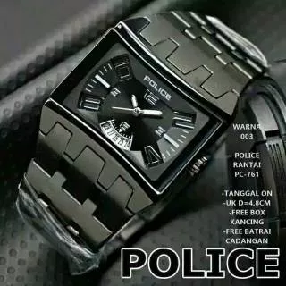 (Bayar Ditempat)Jam Tangan Pria P-o-L-i-c-e Fahsion Tanggal Aktif Strap Rantai(Dikirim Dari Jakarta)