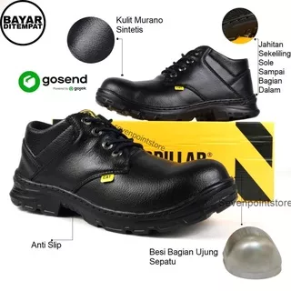 SEPATU SAFETY SEMI BOOTS KICKERS PRIA KULIT BOTS SEFTY FULL BLACK ANTI SELIP SEPATU KERJA TERMURAH MODEL BARU K7J8