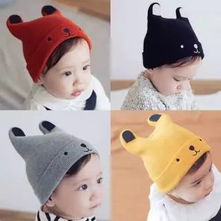 TOPI KUPLUK BAYI RAJUT LUCU KARAKTER BEAR BERKUALITAS