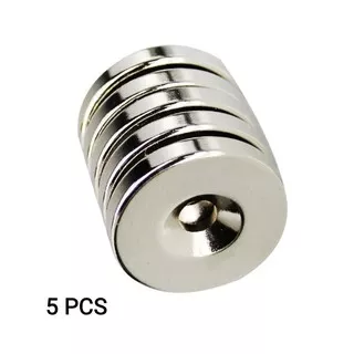 Neodymium Magnet Countersunk Ring Hole Round Shape Bulat N35 Set 5 pcs