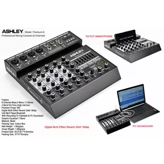 Mixer 6 Channel Ashley Premium 6 Original 16dsp Bluetooth USB Phantom Premium-6