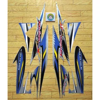 Striping Stiker Karisma X 125d 2006 Silver Biru Sticker motor Karisma x125 d terlaris terbaik