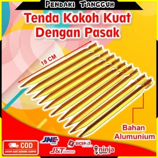 Pasak Tenda Camping Stainless Steel Patok tenda dome Flysheet Besi Galvanis ringan non karat 18cm