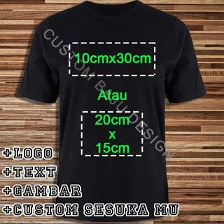 Kaos Custom DTF / DTG / PolyFlex Uk. A5 100% Cotton Combed 30s Foto logo gambar tulisan bebas Pria Wanita grosir ecer Cutting sablon digital murah satuan