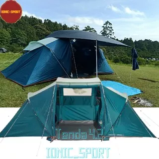 Tenda Camping Quechua 4.2 Tenda Arpenaz Kemah Family 4 Orang Kemping Original 2 Ruang Tidur Kokoh