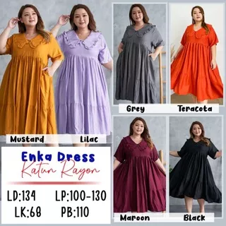 ENKA DRES KATUN RAYON WANITA BIGSIZE PLUS SIZE MURAH JUMBO