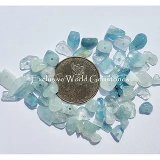 1.16.3C - Natural Aquamarine Chips Set 1 Gram - Bahan Kerajinan Perhiasan