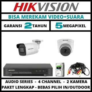 PAKET CCTV HIKVISION 5MP 4 CHANNEL 2 CAMERA TURBO HD KAMERA CCTV & DVR FULL HIKVISION