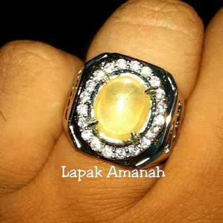 Cincin Batu Permata Natural Yellow Safir Top Kristal Super Mewah Asli Original