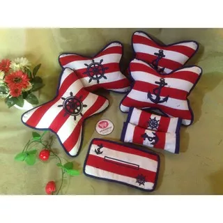 car set jangkar/bantal mobil pelaut/motif jangkar/sandaran jok mobil /tni al/akademi pelayaran