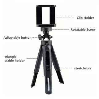 Tripod + Holder U Stand holder hp / Tripod Mini / Mini Tripod Support Phone Holder HP U 518 Handphone Adjust Height Rotary 360