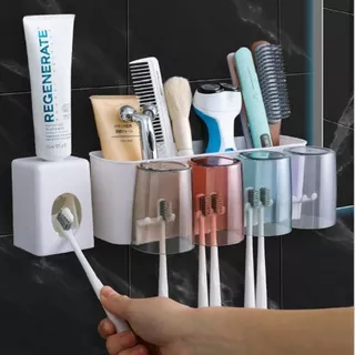 DG-11 Dispenser Odol Tempat Toothbrush 4 Cup Holder Sikat Gigi Gelas