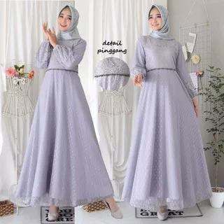 gamis terbaru dress kondangan fashion muslim wanita remaja pesta Maxi Arumi spandex kaos fit L murah
