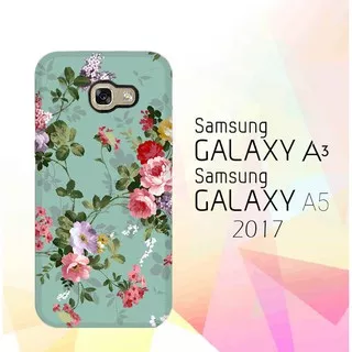 Custom Hardcase Full Print Samsung Galaxy A3|A5 2017 Aqua Floral E0614 Case Cover