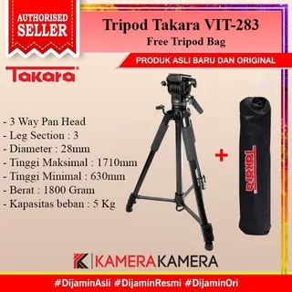 Tripod kamera Dslr Takara VIT-283 Video Tripod + tripod bag for DSLR & Mirrorless