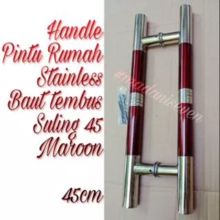 Handle Pintu Rumah / Tarikan Pintu Rumah baut tembus / Pull Handle Stainless Baut tembus Suling 45cm