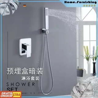 Hanjie all copper hot and cold water simple concealed shower household mixing valve toilet room spri