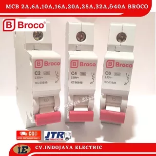 MCB Broco 1 Phase 2A 4A 6A 10A 16A 20A 25A 32A Dan 40A Pengaman Listrik Putus Arus Lebih