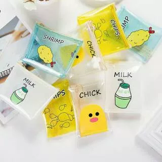 DC214 Dompet Koin Transparan Milk Shrimps Chips Chick Lucu