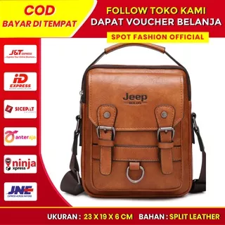 Tas selempang waistbag pria kulit jeep import anti air original waterproof murah kekinian