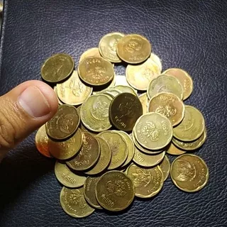 uang koin 500 rupiah melati besar kuningan thn 1991 1992