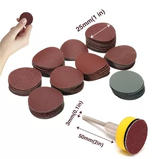 100 pcs 25mm / 1 inch Amplas + 1 pcs 1 inch Hook Loop Backer Plate 1/8 inch Shank + 1 pcs Loop Sanding Pad abrasive Campuran Polishing