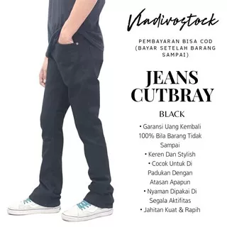 Celana Jeans Cowok Skinny Denim Panjang Polos Cutbray Levis Big Size Hight Quality Black Hitam Pria