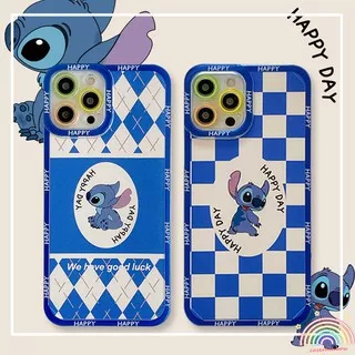 Caserainbow-Cartoon Cute Stitch For iPhone 7 8 Plus 6 6s Plus X XR XS 11 12 13 promax SE 2020 Rhomboid Square Clear Camera Protection Case