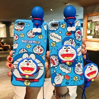 Casing For VIVO Y15S Y21 Y21S Y33S Y53S S1 V19 V15 V11 V9 V7 V5 Plus Y95 Y93 Y91 Y91C Y81 Y71 Y65 Y55 Y51 Y31 Y51A Y30I Y50 Y30 Y20 Y20S Y20i Y12S Y17 Y15 Y12  cartoon cute Doraemon design phone case with stand + lanyard