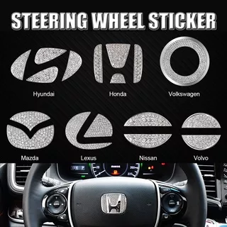 Car Steering Wheel Crystal Badge Bling Decoration Steering Wheel Logo Sticker For BMW Benz Honda Volkswagen Nissan Car Accessories