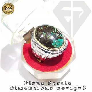 Cincin batu pirus persia asli natural ring monel stainless atau batu turquoise