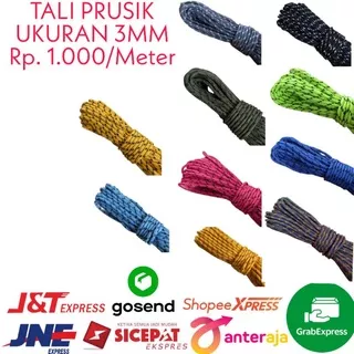 Tali Prusik - Tali Paracord - Tali Perusik - Tali Gelang motif - Tali Masker ukuran 3MM Per Meter