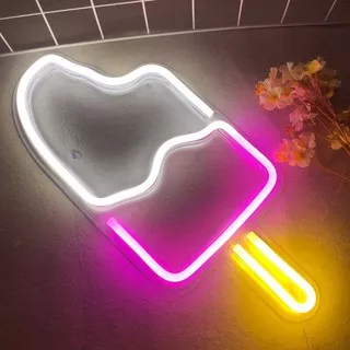 Lampu Neon Led Lampu Neon Flex Lampu Hias Neon Sign Kamar Aesthetic Bentuk Ice Cream Untuk Dekorasi