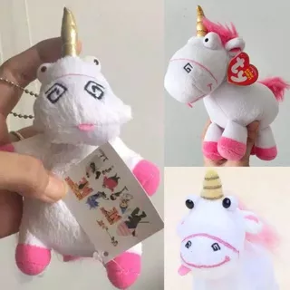 Boneka unicorn fluffy agnes despicable me gantungan kunci mainan import mini