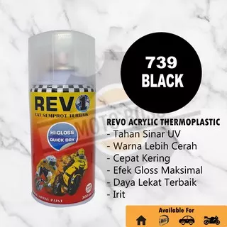 Cat Semprot Acrylic Revo Black Gloss / Glossy 739 - Pilok Pilox Akrilik