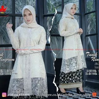 ADE> SET TUNIK NINGRUM / KEBAYA TILLE BORDIR KANCING DEPAN / KEBAYA MODERN CANTIK / OUTFIT KONDANGAN