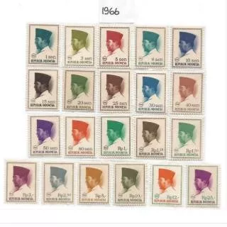 (21 pcs) Set lengkap perangko seri Sukarno tahun 1966 Soekarno paket prangko lama kuno jadul lawas