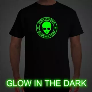 KAOS ALIEN  GLOW IN THE DARK - REAL COTTON COMBED 30S -HIGH QUALITY -KUALITAS DISTRO -SGF DESIGN