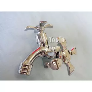 Kran Air Dobel / Keran Double Tembok Bunga Chrome 1/2” SKL