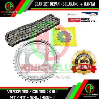 Gir Ger Gear set Girset Gerset depan belakang + rantai set ASPIRA,VERZA,CB 150,MEGAPRO NEW MONO