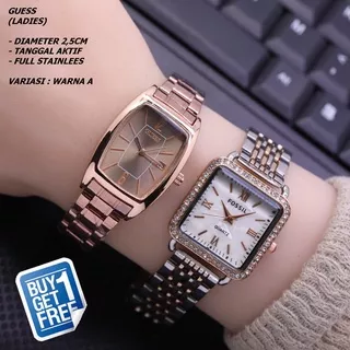 JAM TANGAN WANITA GUESS RANTAI BODY OVAL TANGGAL AKTIF BUY 1 GET 1 FREE