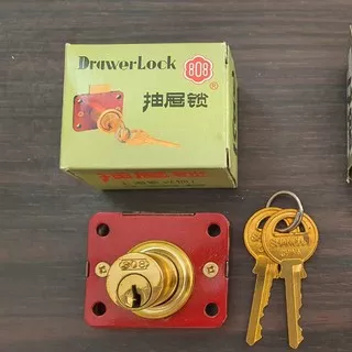 Kunci Laci / Lemari / Drawer Lock 808 Kuning Shanghai HL508P Kecil