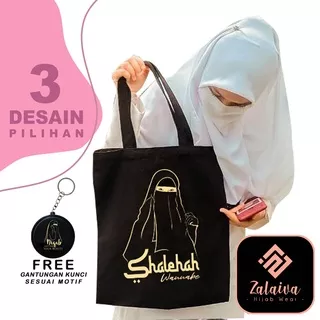 ZALAIVA ?? ToteBag Muslimah Wanita Tas Tote Bag Motif Syari Niqab New Design Shalehah Hijaber Bercadar