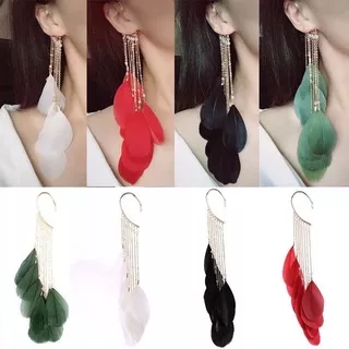 Feather Tassel Feathers Bohemian Exaggerated Fashion Earrings Accessories Fairy Spirit Creativity Exaggeration 