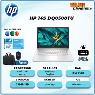 LAPTOP MURAH HP 14S DQ0508TU N4120 RAM 8GB 256SSD WINDOWS 11+OHS 14.0