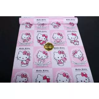 Wallpaper dinding 45cm x 10 m Hello Kitty HK Pink Biru Minimalis elegan anak kamar Cantik kartun