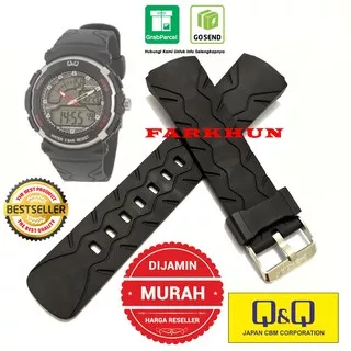 STRAP Q&Q M-012 CAKEP BAND TALI JAM TANGAN QNQ QQ M 012 M012 HITAM KARET BLACK RUBBER KALEP TERMURAH