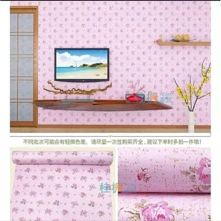 WALLPAPER | DINDING STICKER MOTIF BUNGA MAWAR PINK / WALLSTICKER MAWAR PINK 3D